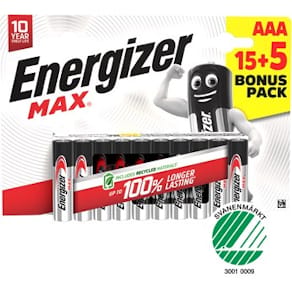 Energizer MAX AAA/E92 (15+5 pack)