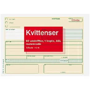 Blankett kvittens numrerad A5L 2x50 blad