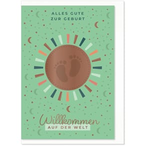 Grußkarte KOMMA³ Freudiges Ereignis, Geburt, bunt, mit Umschlag