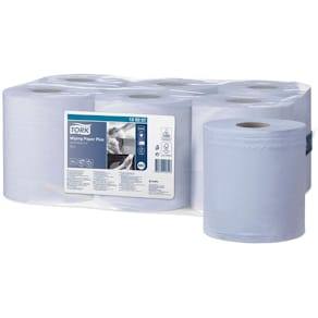 Aftørringsrulle Tork Plus 1-lags blå, til M2, 200mm x 320m, 6 rl