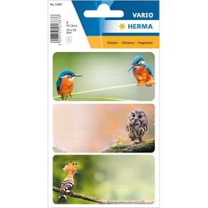 Schuletiketten HERMA Heimatvögel, bunt, 18 Stück