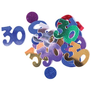 Konfetti Zahl 30, bunt