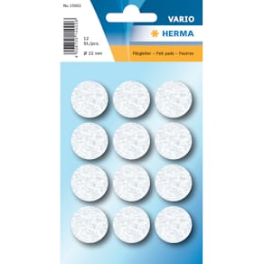 Filzgleiter HERMA Vario, weiß, D22 mm, 12 Stück