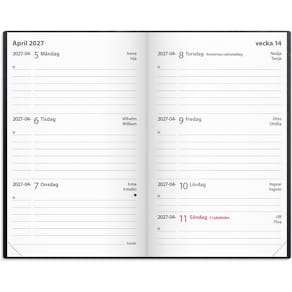 Burde Kalender Leader 2027 konstläder svart
