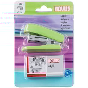 Heftgerät Novus Mini, mit Klammern, hellgrün