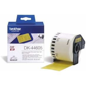 Etiketrulle Brother 62 mm gul aftagelig, 30,48 m, 1 rulle