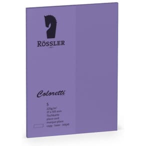 Tischkarte Rössler Coloretti, lila, 5er Pack, 225 g/m²