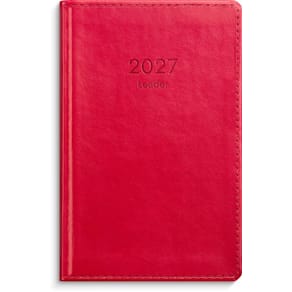 Kalender Leader 2027 konstläder röd