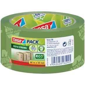 Packband tesa Eco & Strong, grün, 50 mm x 66 m