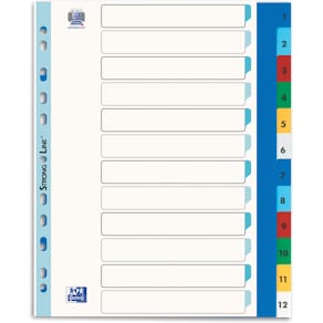 Tabbladen Oxford, A4 maxi, 1-12, gekleurd, 11-gaats