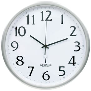 Väggklocka Tiq Silver, radiokontrollerad tid, glaslins, Ø 33cm