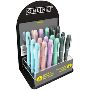 Schreibgeräte-Display Online Highway, sortiert