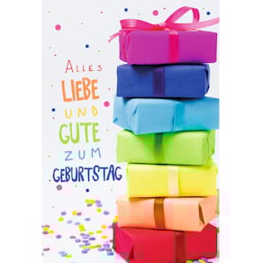 Geburtstagskarte, 5er-Set, 11,5 x 17 cm, mit farbigen Kuverts