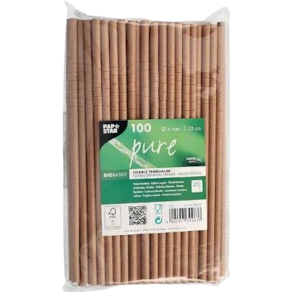 Sugrör PURE papp böjbar 20cm brun 100/fp