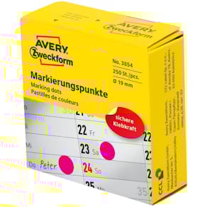 Markierungspunkte Avery Zweckform D19, magenta, 250 Stück, Spende