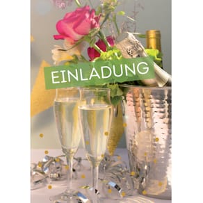 Einladungskarte KOMMA³, 5 Stück, mit Briefumschlägen