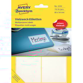 Etiketten Avery Zweckform Vielzweck, 80 x 54 mm, 112 St., weiß