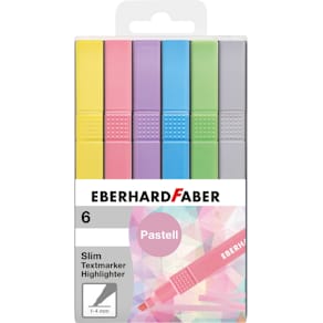 Textmarker Eberhard Faber Slim Pastell, 6 St., Etui
