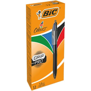 Bläckkulpenna BIC 4 Colours Grip Pro, 12st