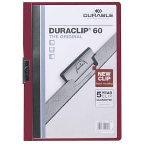 Klämmapp DURABLE Duraclip A4 Röd, 60 blad, 25st