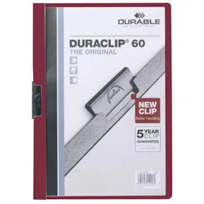 Klämmapp DURABLE Duraclip A4 Röd, 60 blad, 25st