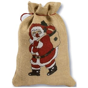 Nikolaussack Folia bedruckt, natur, 17 x 25 cm, Jute