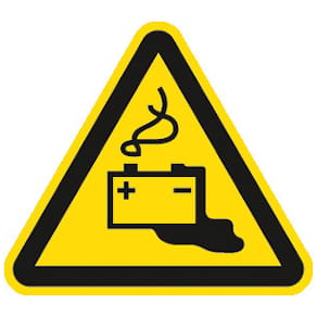 Warnschild MOEDEL W026, Gefahr beim Batterieladen, 20 cm SL