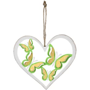 Behang Noname Herz mit Schmetterling, gelb-grün, 11,5 x 10 cm