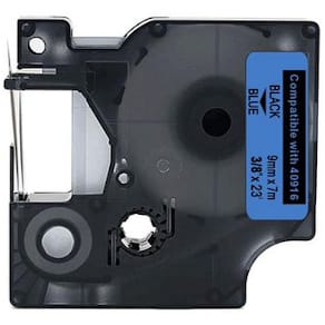 Tape 9mm svart på blå