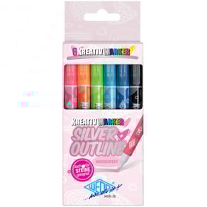 Kreativmarker-Set WEDO Silver+Outline, 6 St., 1–2 mm, sortiert