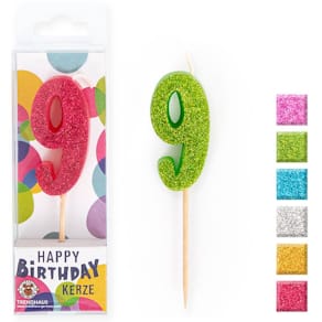 Zahlenkerze Birthday Fun, Zahl 9, sortiert
