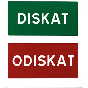 Magnetskylt Diskat/Odiskat 10x5cm