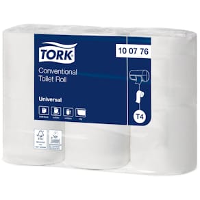 Toiletpapir Tork T4 1-lags ubleget, 99 mm x 50,4 m, 48 ruller