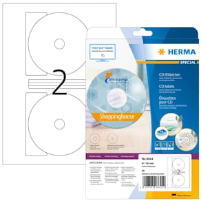CD-Etiketten HERMA Maxi, Ø116 mm, Innenloch klein, weiß, 20 Stück