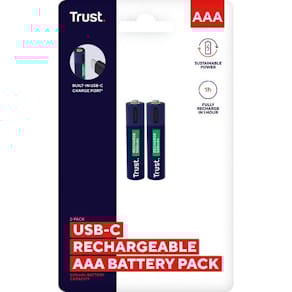 Batteri Laddbar TRUST AAA USB-C 2/fp
