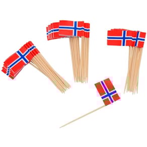 Kakepynt JOKER norsk flagg trepinne (50)