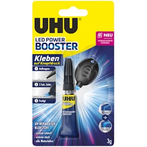 Sekundenkleber UHU LED-Light Booster Gel, 3 g Tube mit UV-Licht