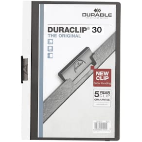 Klämmapp DURABLE Duraclip A4 Vit, 30 blad