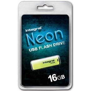 USB-stick Integral Neon, 16 GB, geel, USB 2.0