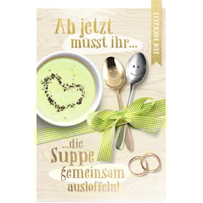 Vermählungskarte, 11,5 x 17 cm, mit Umschlag