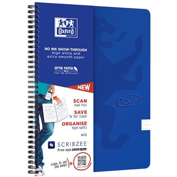 Notatbok OXFORD Touch A4+ 90g linjer blå 5st