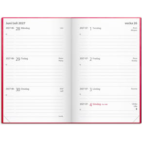 Burde Kalender Leader 2027 konstläder röd