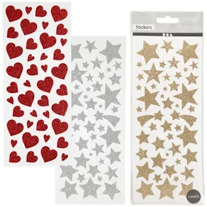 Glitterstickers hjärtan stjärnor 556/fp