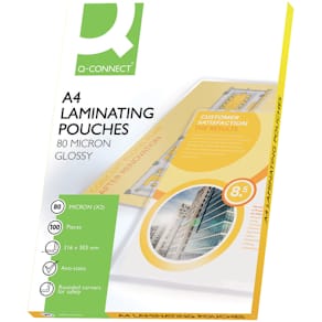 Folientaschen Q-CONNECT KF04114, A4, 2 x 80 µm, 100 St.