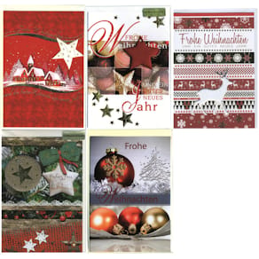 Weihnachtskarte Apollo Sortiment, 10 Stück, B6, mit Prägung, bunt