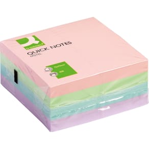 Memoblok Q-CONNECT Quick Notes, 76 x 76 mm, 400 vel, geassorteerd