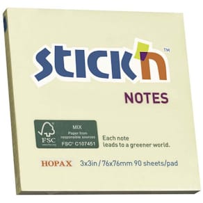 Selvklæbende notes BNT gul 76x76 mm, 12 blokke
