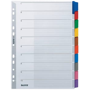 Register Leitz Blanko, A4, grau, 10-teilig