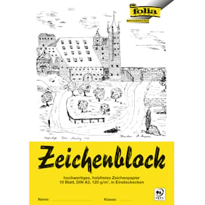 Zeichenblock Folia 8103, A3, 10 Blatt, 120g, weiß, glatt