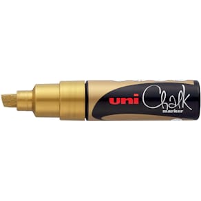 Krijtmarker Uni-ball, goud, beitelvormige punt 8 mm